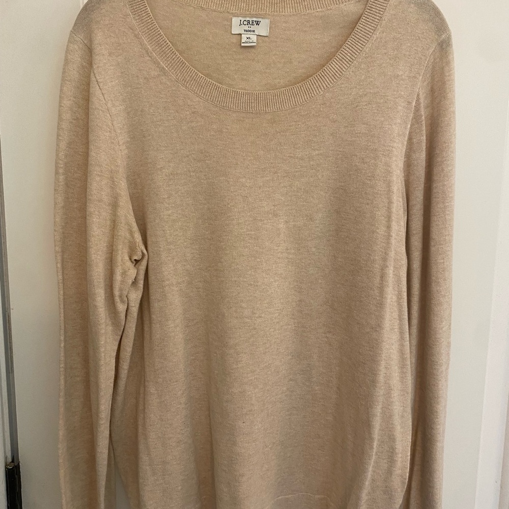J. Crew Women's Teddie Beige Crew Neck Sweater